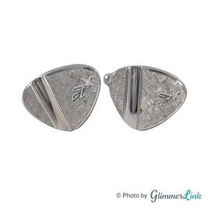Vintage Shields Fifth Avenue Modernist Triangle Etched Silver Tone Cufflinks